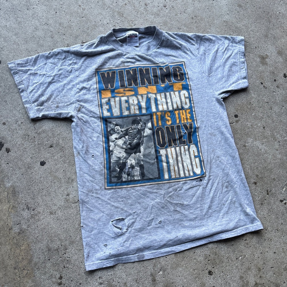 Vintage Tultex Winning Isnt Everything Soccer Graphic T Shirt Gray Medium